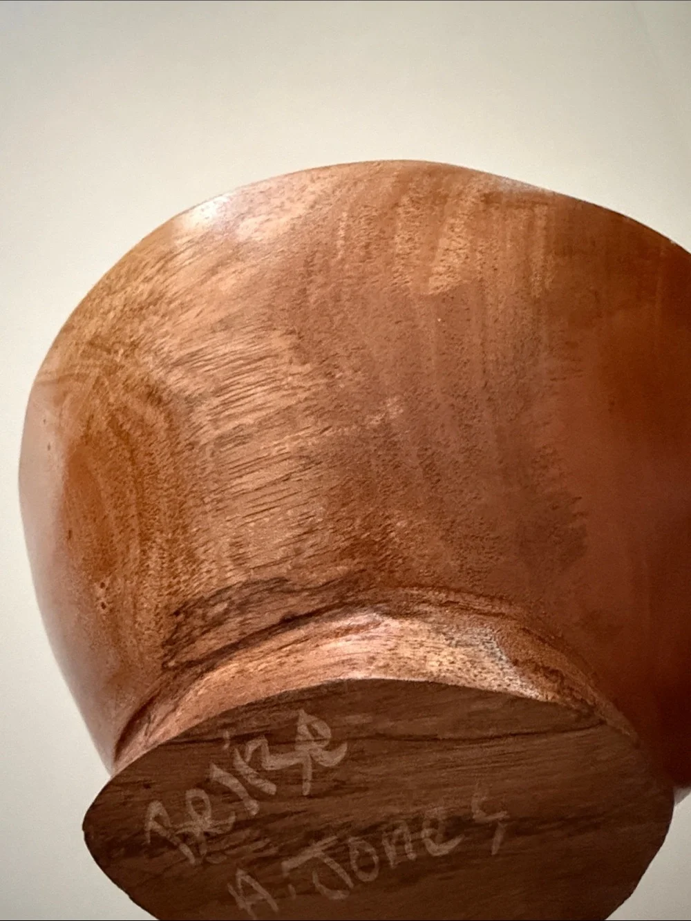 Artisan Signed Carved Rainforest Wood Decorative Bowl Belize Jaguar Mahogany